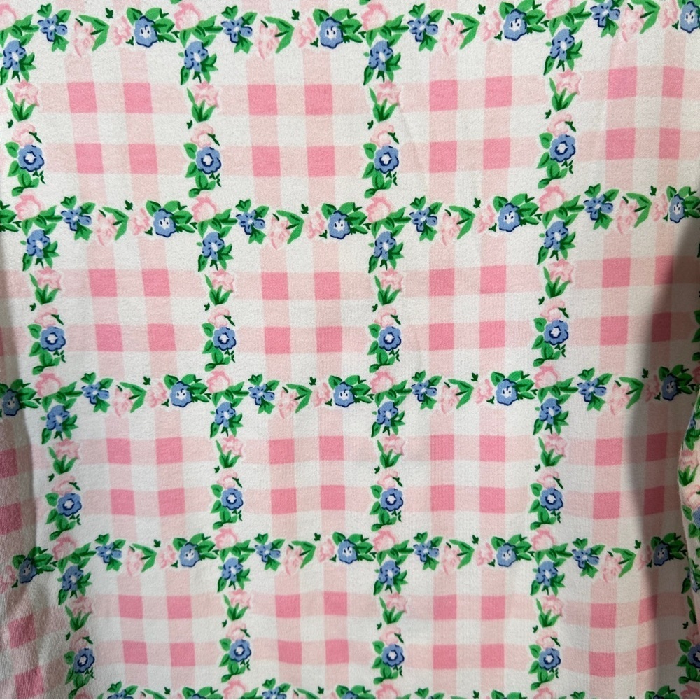 Eagle's Eye Vintage Pink Gingham Floral Button Front Top Women's L - Picture 11 of 12